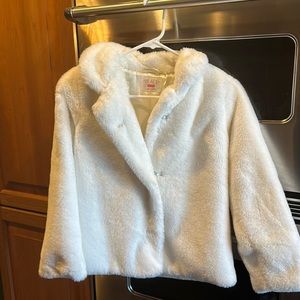 Girls, large 10/12 faux fur jacket with satin lining.